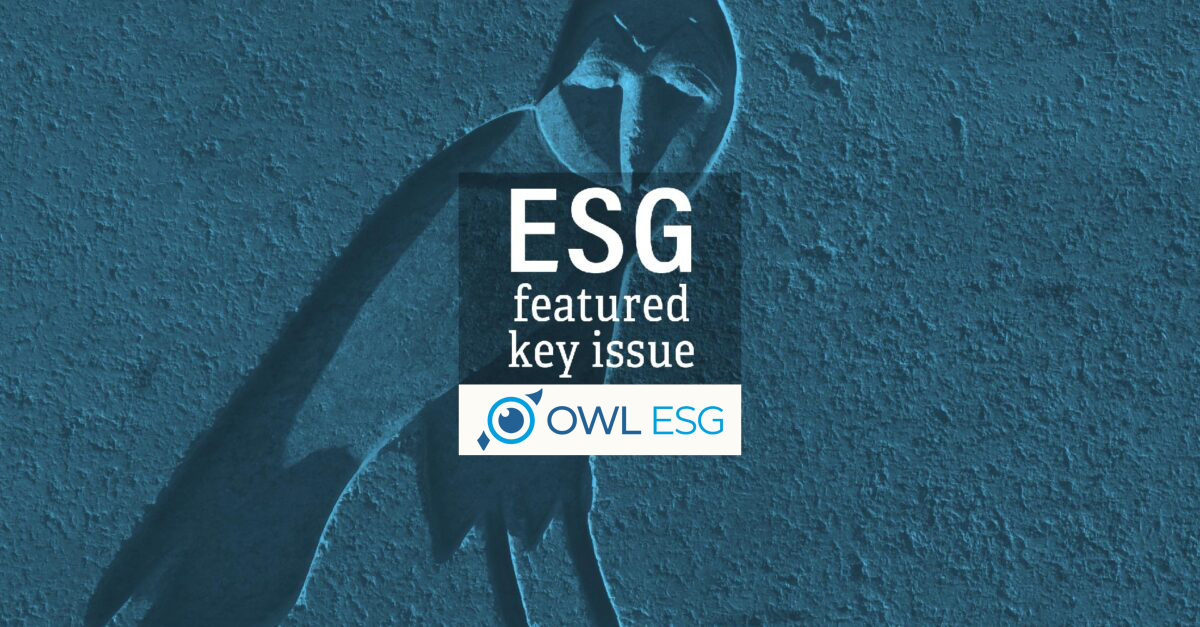 Image from OWL ESG highlighting a 'Featured Key Issue' in their Environmental, Social, and Governance (ESG) analysis.